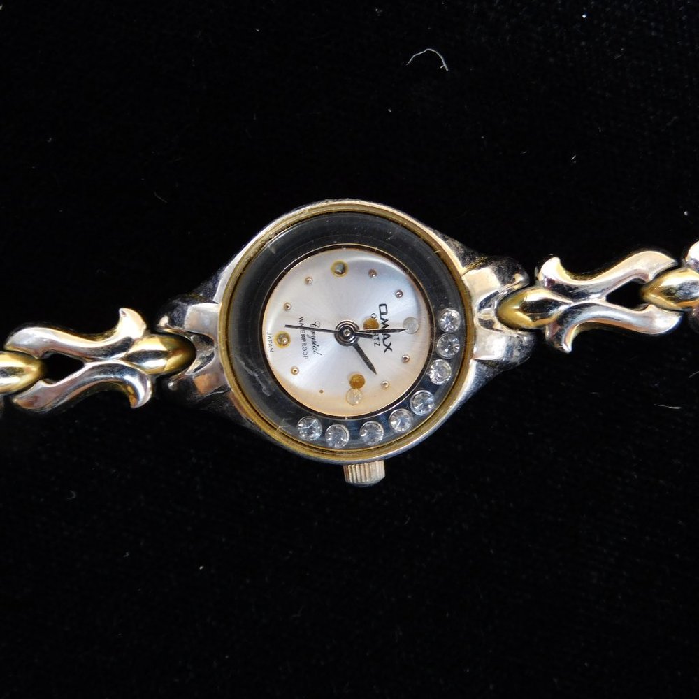 OMAX Watch - Gold, Gemstones, Stainless Steel, Waterproof